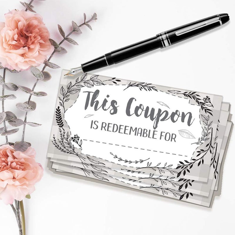 Lone Star Art Botanicals - Set of 50 Coupon Cards - Blank Voucher Gift Card Stationery - Great for Small Business Supplies Gift for Restaurants, Salons, Clothes Boutiques, Double Sided Stationery Cards - Image 1